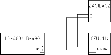 Schemat podłączenia źródła napięcia 0-10V
