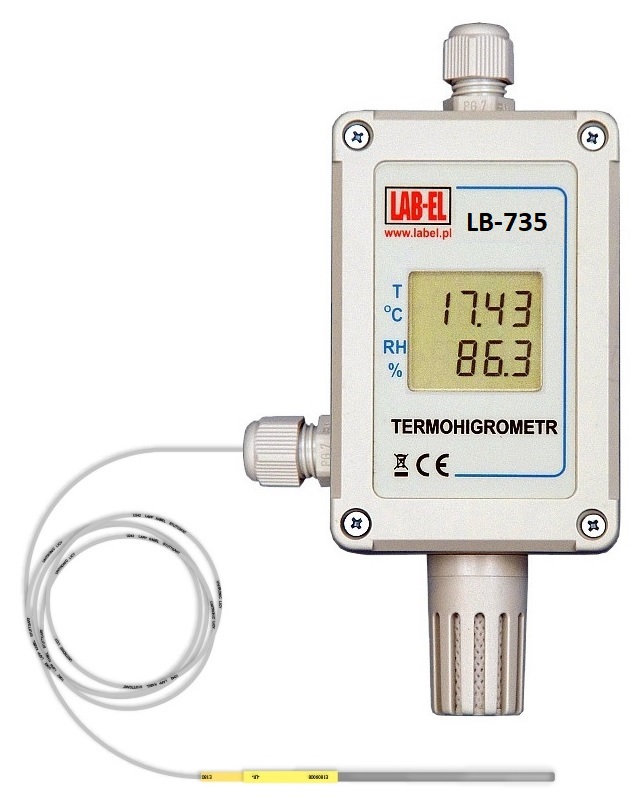 Przemysłowy termohigrometr z zewnętrzną sondą temperatury LB-735 Termometr przemysłowy LB-735, higrometr przemysłowy