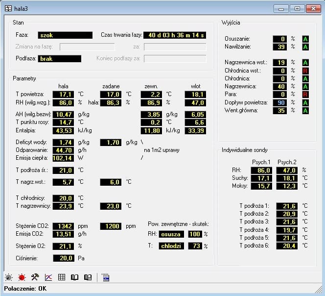 Widok ekranu danych regulatora LB-762
