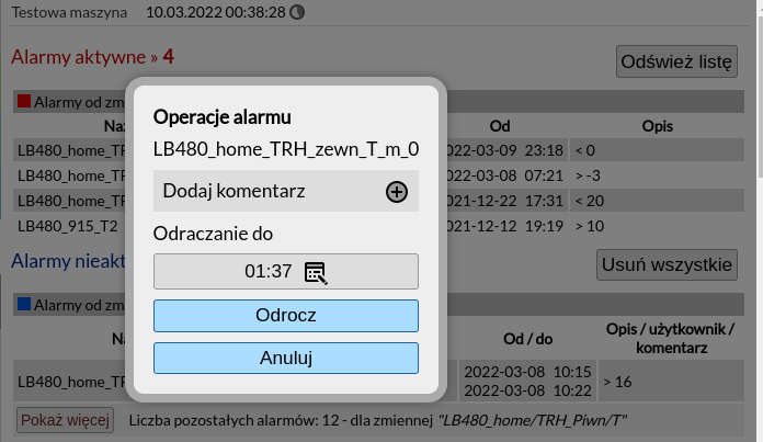 OkCloud kasowanie alarmu